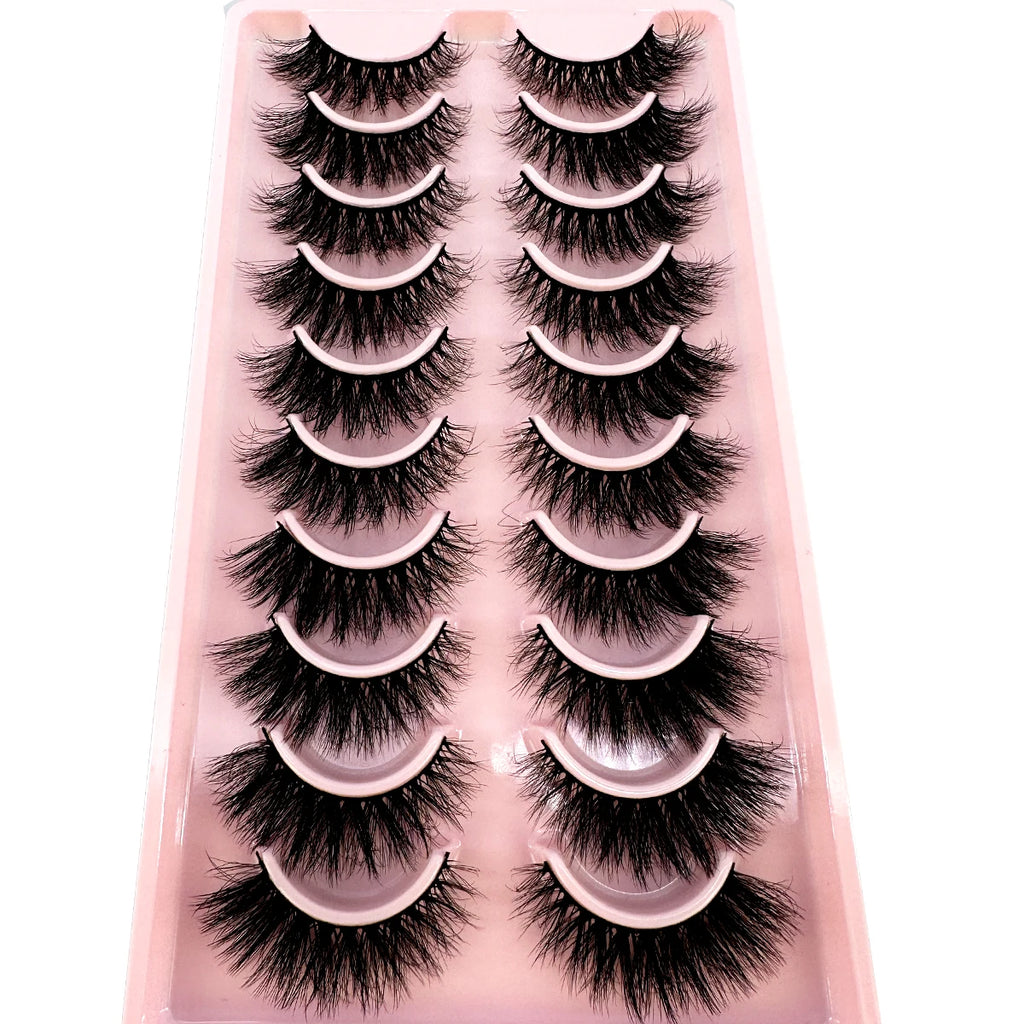New10 Pairs Natural False Eyelashes 5D Fluffy Fake Lashes Long Makeup 3d Mink Lashes Extension Eyelash Mink Eyelashes for Beauty