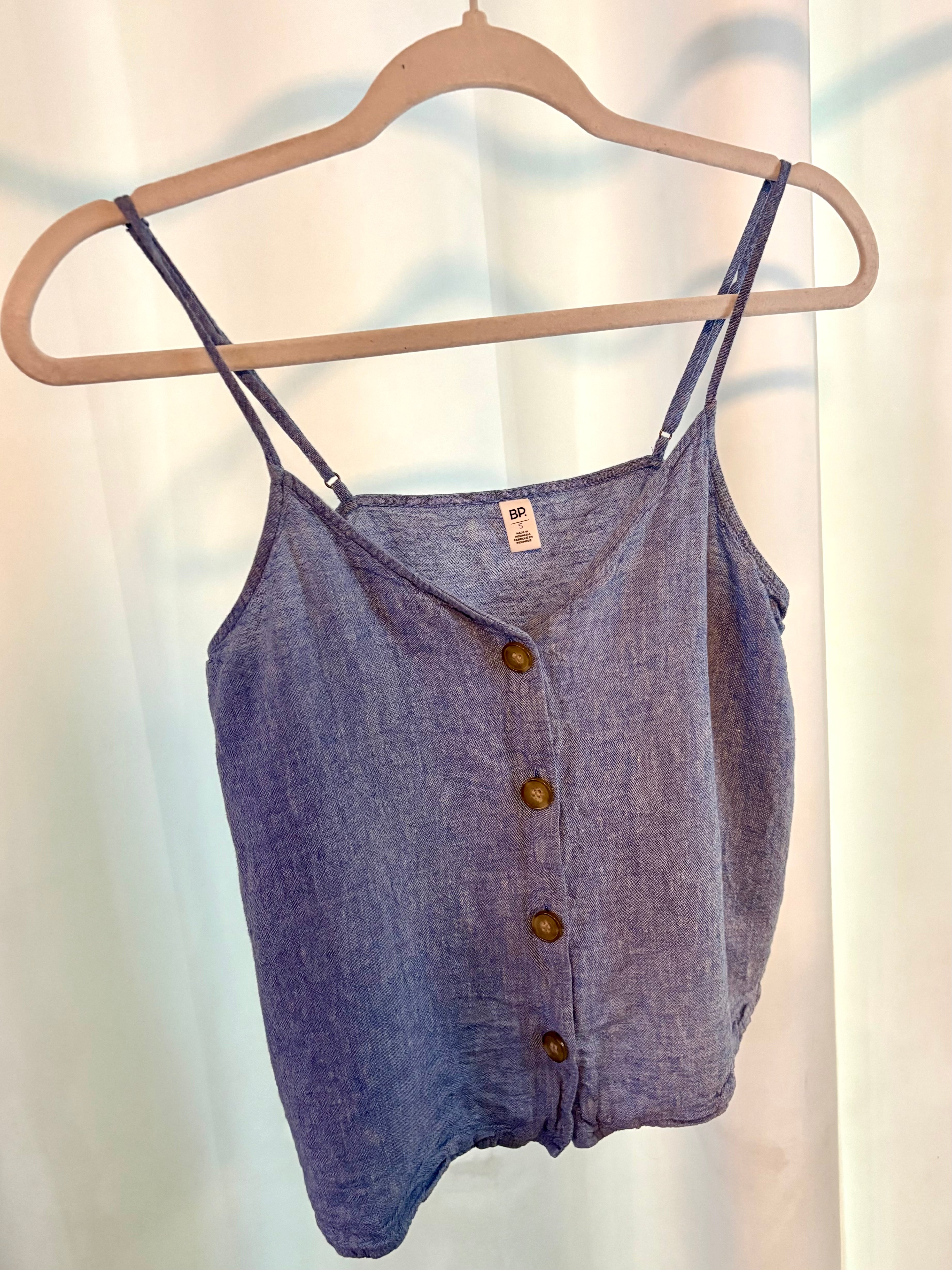 Denim Button String Top