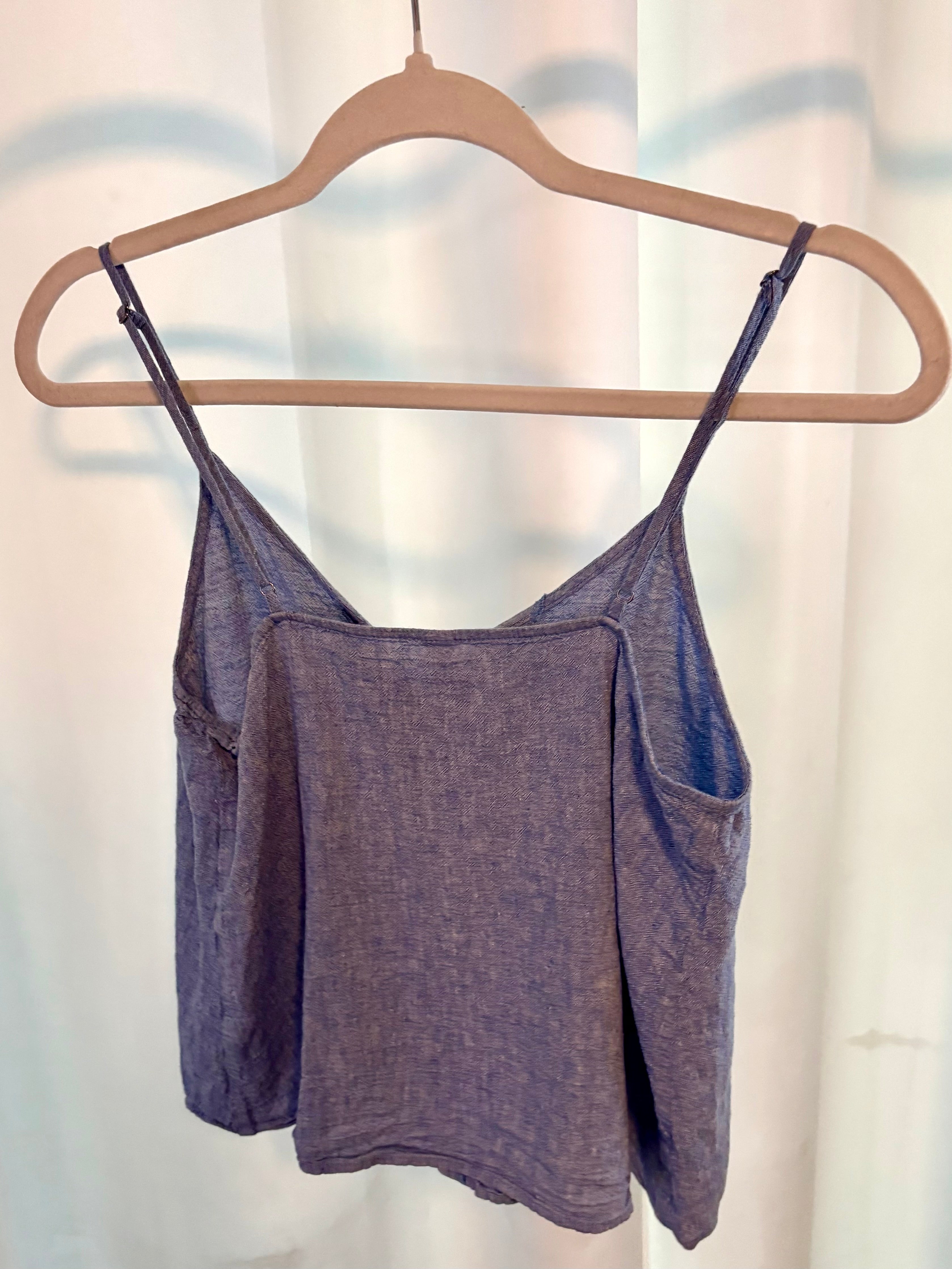 Denim Button String Top