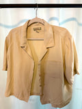 Beige Cropped Button Down