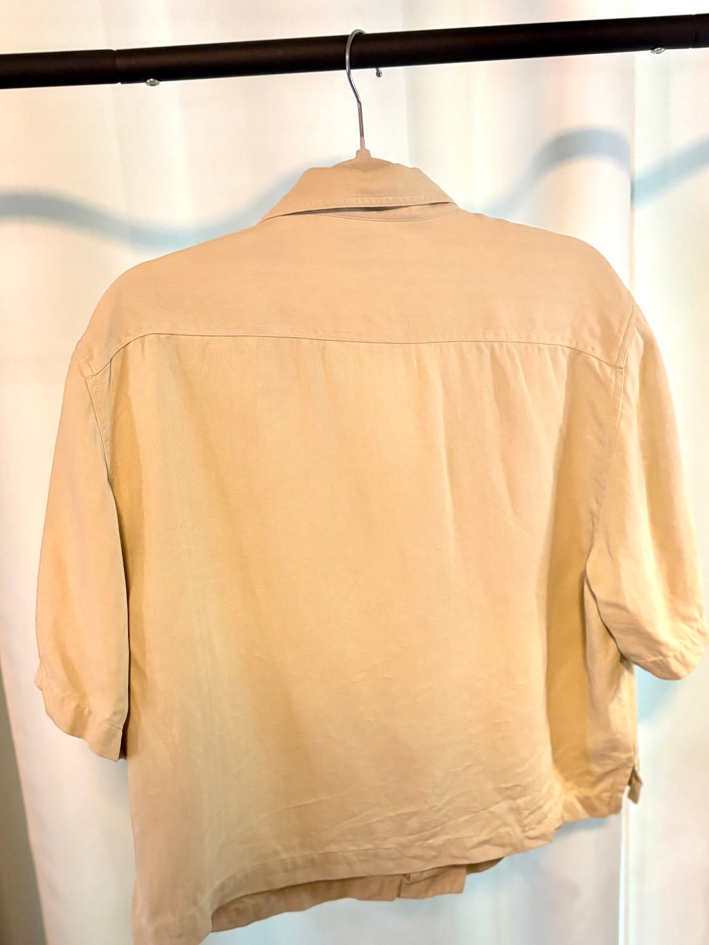 Beige Cropped Button Down