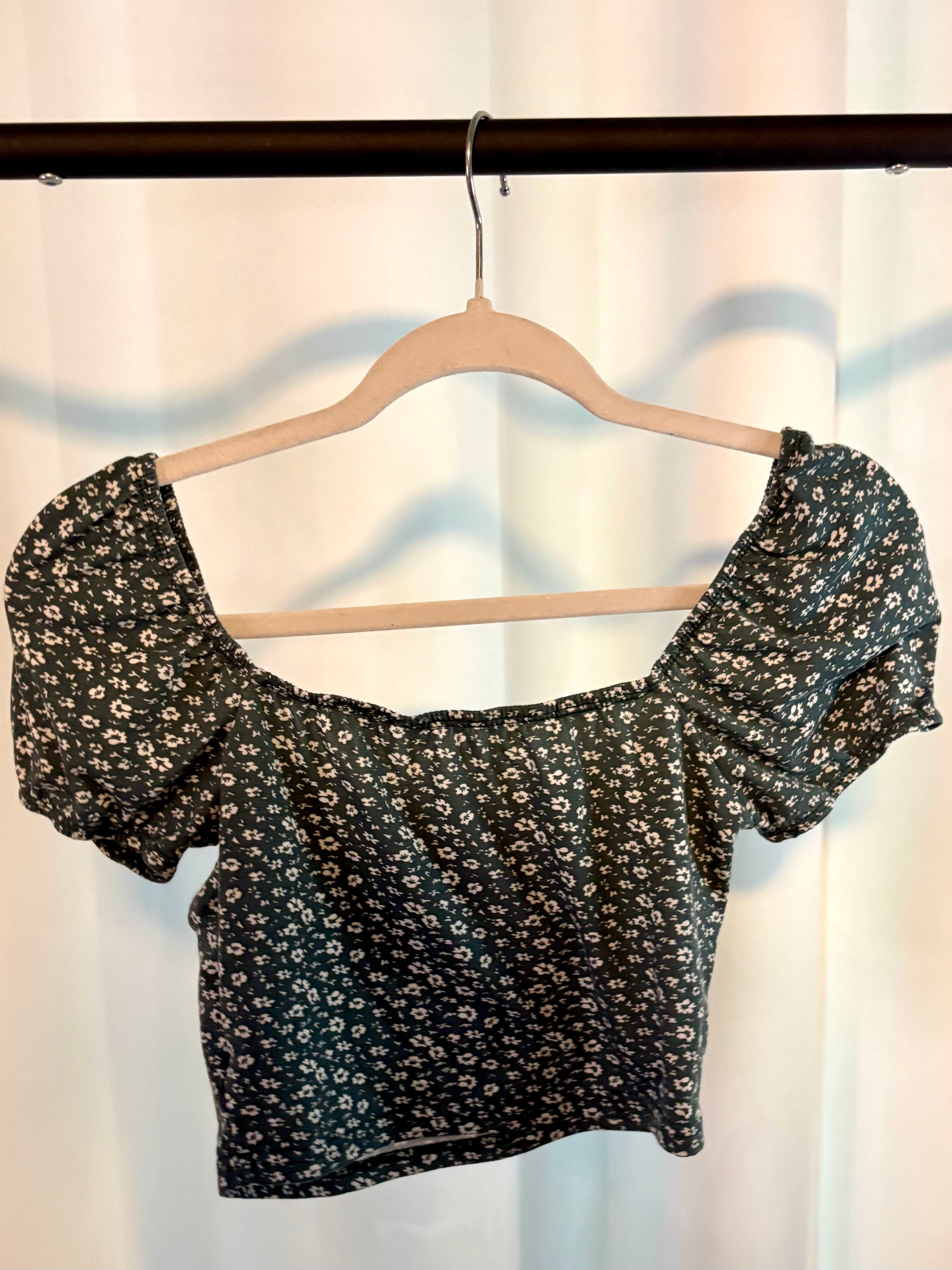 Floral Green Crop Top