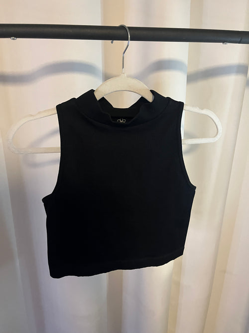 Black Crop Top High Neck