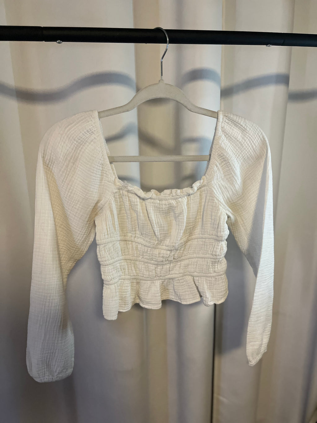 White Long Sleeve Crop Top