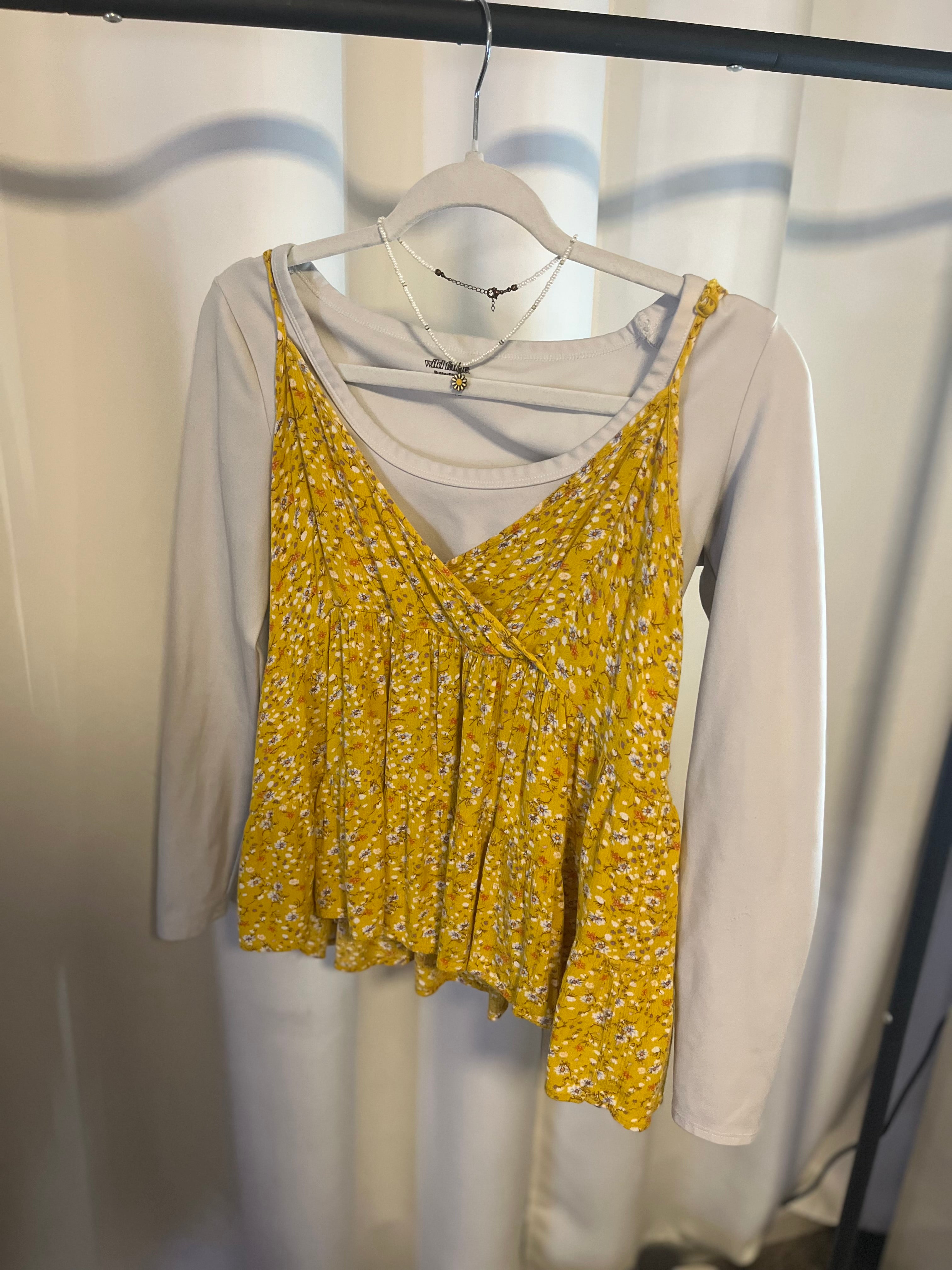 Yellow Floral String Top