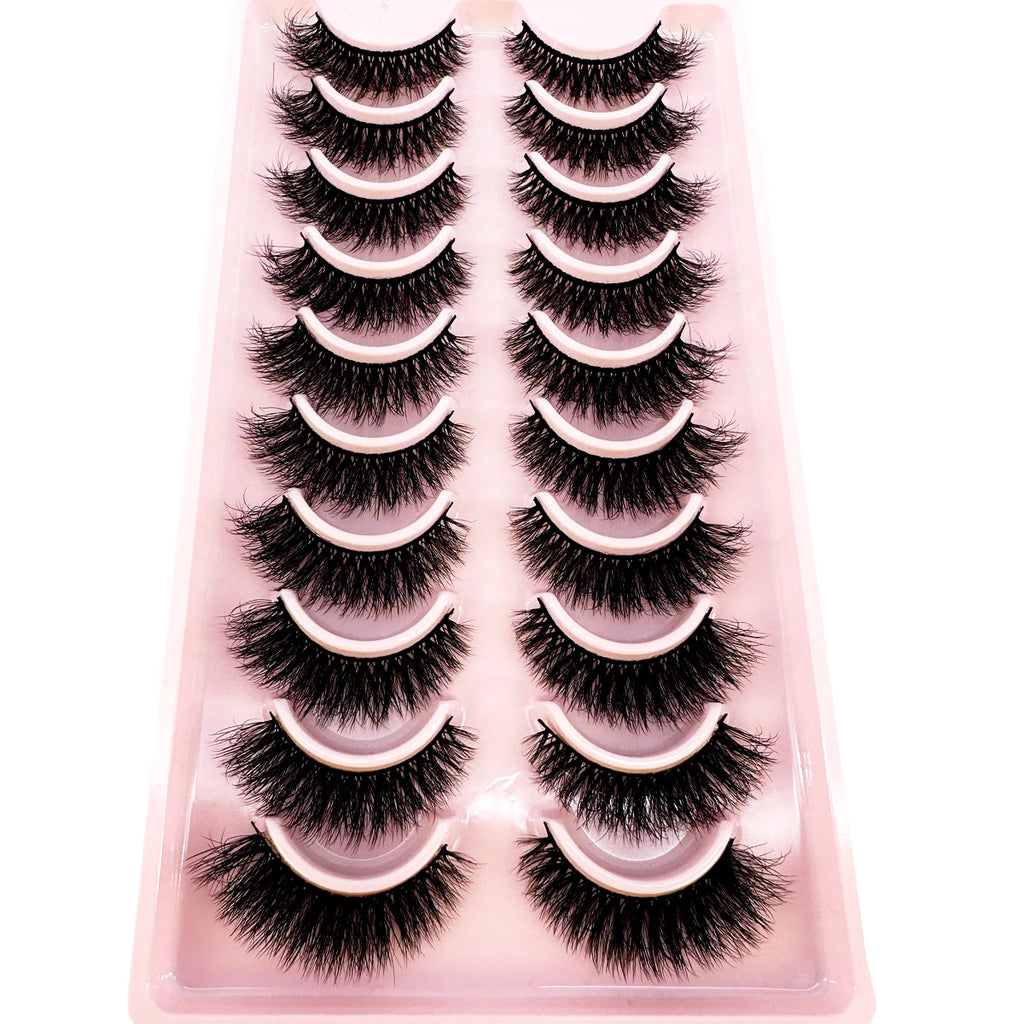 New10 Pairs Natural False Eyelashes 5D Fluffy Fake Lashes Long Makeup 3d Mink Lashes Extension Eyelash Mink Eyelashes for Beauty