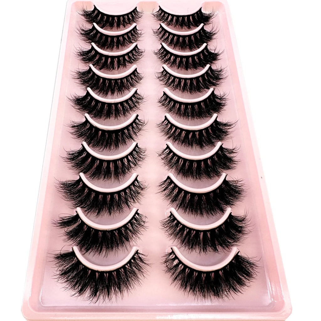New10 Pairs Natural False Eyelashes 5D Fluffy Fake Lashes Long Makeup 3d Mink Lashes Extension Eyelash Mink Eyelashes for Beauty