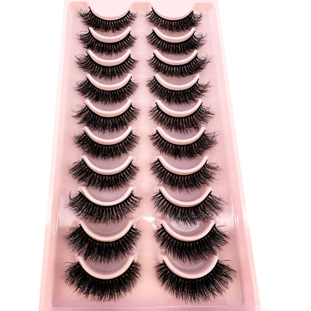 New10 Pairs Natural False Eyelashes 5D Fluffy Fake Lashes Long Makeup 3d Mink Lashes Extension Eyelash Mink Eyelashes for Beauty